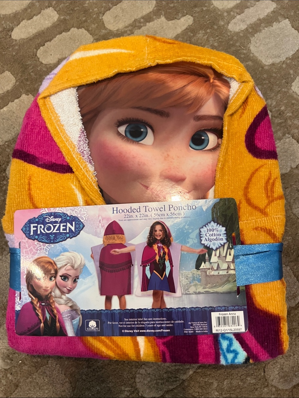 Anna Hooded Towel Poncho - Yellow & Pink- NWT